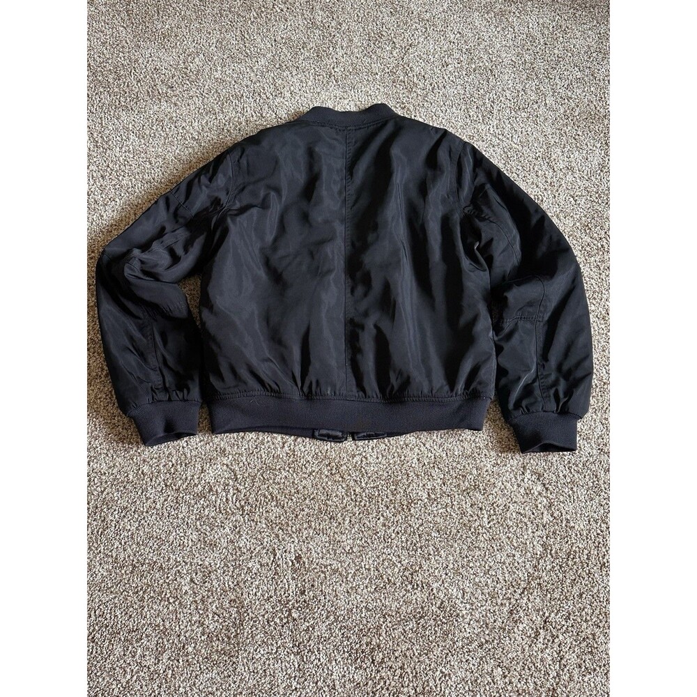 Kendall & Kylie Black Bomber Jacket with Zip Pockets Size M - Picture 11 of 16